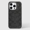 Coach Slim Wrap Signature Canvas Charcoal - iPhone 15 Pro